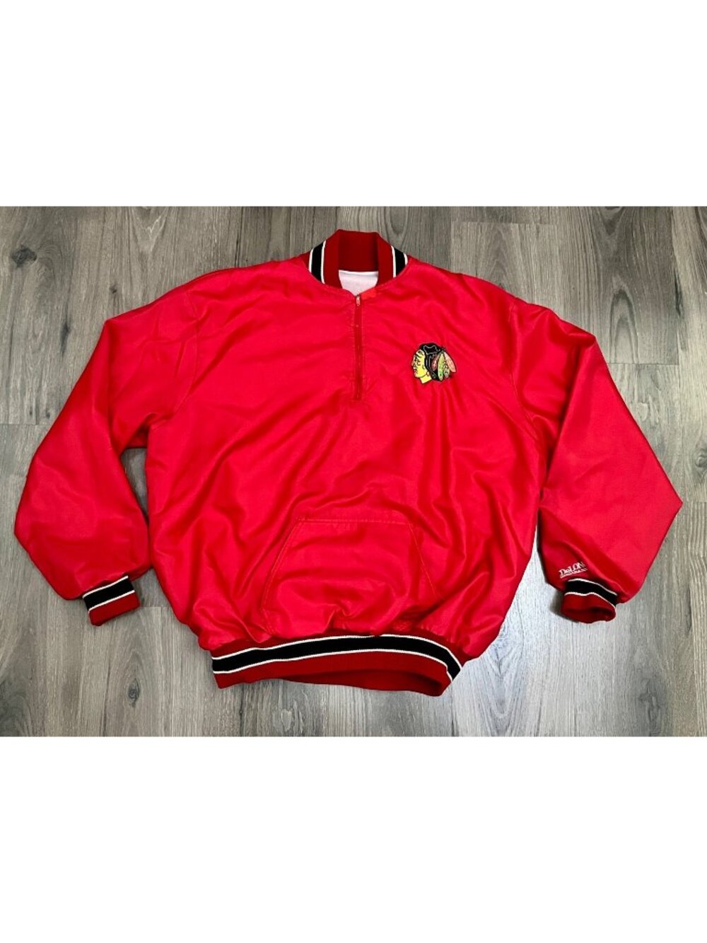 VTG 90s NHL Chicago Blackhawks Hockey Jacket Extra Large Red 1/4 Zip Windbreaker